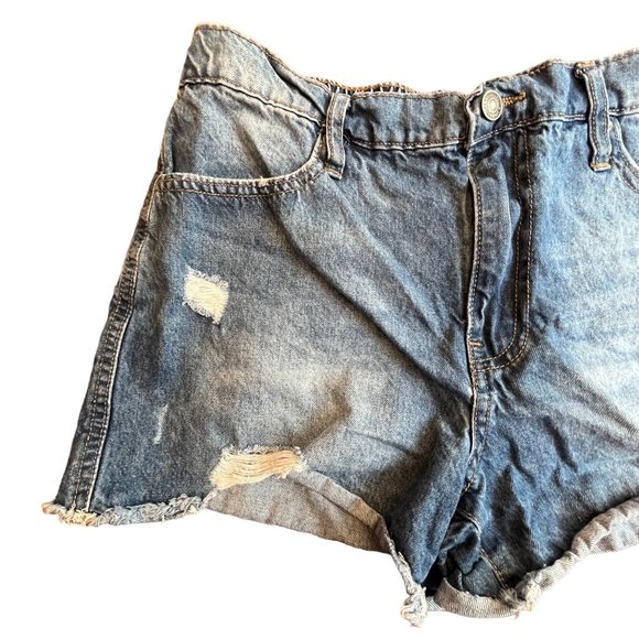 Vanilla Star Junior Jean Shorts Mid Rise Distressed Size 9 Waist 30 - Picture 6 of 8